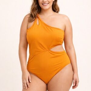 H&M Bright Orange Swimwear - hot orange one piece bathing suit with cute cut out